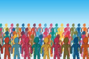 crowd of colorful figures as a community
