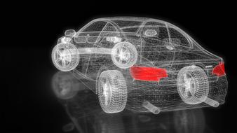 transparent car, three dimensional drawing