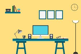 working desk flat creative drawing