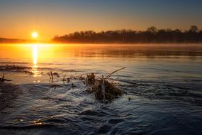 Sunrise on Elbe River, germany, elbeland