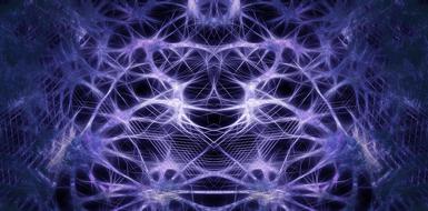abstract hi-tech background, purple fractals in darkness
