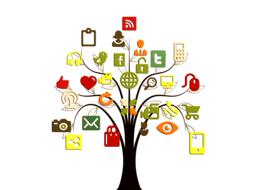 painted tree and computer icons instead of leaves