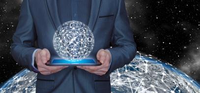 image of communication ball on tablet screen