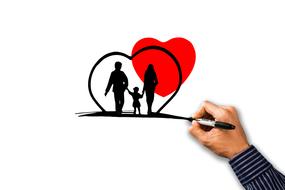 Family Health Heart drawing