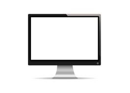 Clipart of a black monitor with white display at white background