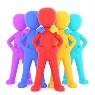 colorful male persons standing together, 3d model