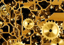 clock golden gears