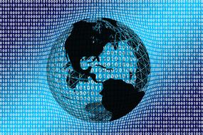 globe on binary code background