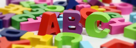 standing letters abc among other letters