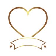 golden heart and blank banner