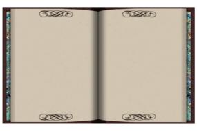 Beautiful, colorful and decorated scrapbook with patterns on the pages
