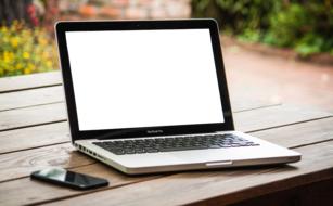 Laptop computer with the white screen