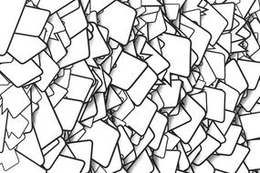 pile of white speech bubbles with black outline, background