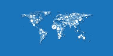 symbols of education on world map