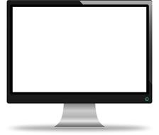 Black monitor with white screen at white background