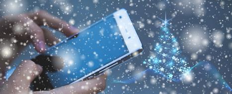 Using smartphone under the snow in Christmas