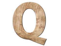 wooden letter Q on white background