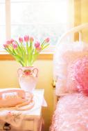 pink tulips in the pink room