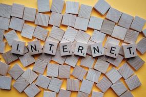 Internet Network Online wood text