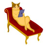 cat couch tablet drawing