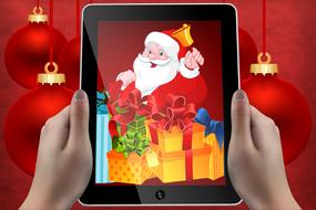 christmas picture on tablet screen