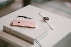pink Iphone and Iwatch