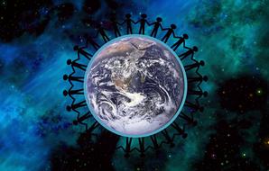 drawing of the earth peace together symbol