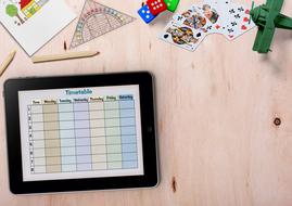 Schedule and Tablet and Notepad for Drawing