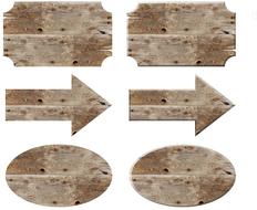 wooden boards, direction signs, render