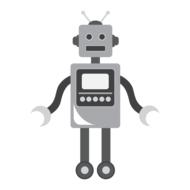 cartoon gray robot on white background