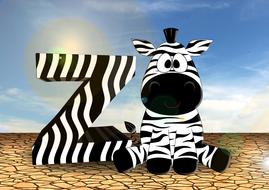 cartoon alphabet letter z and zebra