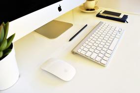 stylish desktop with white devices