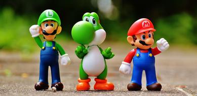 mario and luigi as funny figures on a blurred background