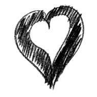 black drawn heart on white