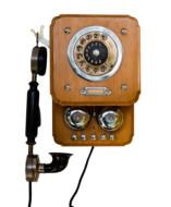 old phone with wooden panels