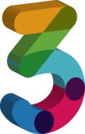 isolated colorful number three