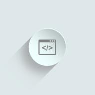 Grey and white coding icon at white background