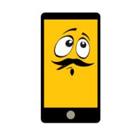 clipart of the emoji yellow face on a smartphone