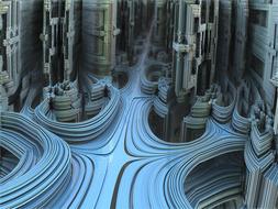 fractal 3d render pattern blue
