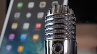 Microphone in front of Tablet, Podcast