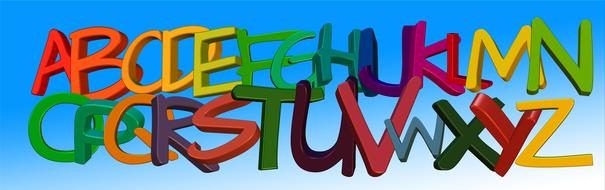 colorful banner with 3d alphabet letters