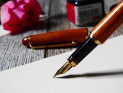 macro photo of a wooden fountain pen