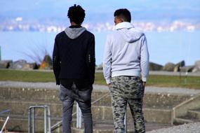 two african men in park