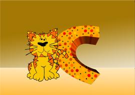 the letter C next to the cat for children