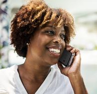 African girl with phone