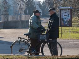 People Talking Standing bike street