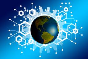 Network, Earth globe in gear, concept