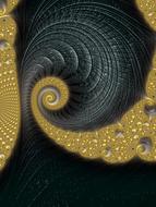 fractal, black and golden swirl, pattern