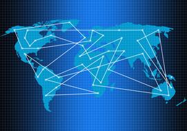 drawn internet network on map