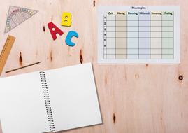 timetable and notebook